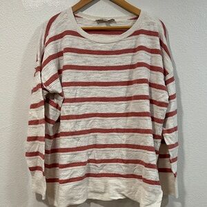LOFT Rust and Cream Striped Sweater